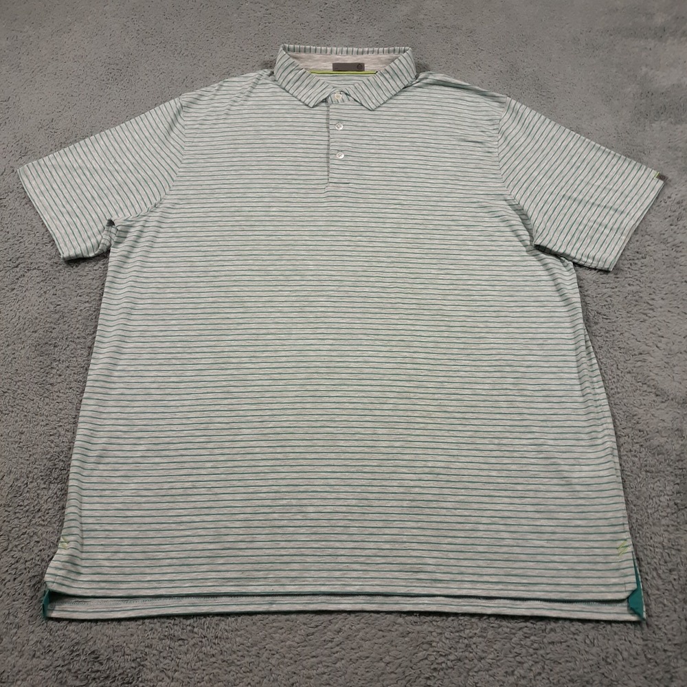 Tasc Performance Polo Shirt Mens 2XL Gray Striped Super Soft Golf Stretch